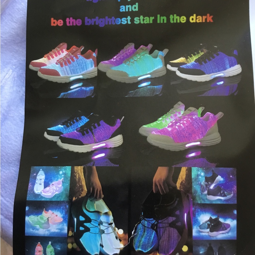 FIBER OPTIC LED Light-Up ADULT UNISEX Sneakers - BLACK AND WHITE BASE COLOR